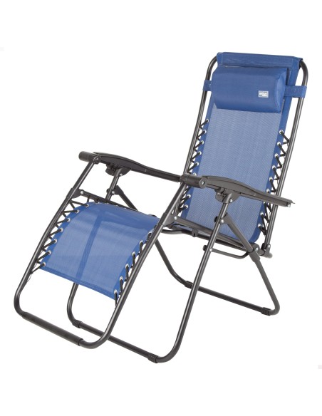 Chaise de jardin pliante zéro gravité bleu 2 positions