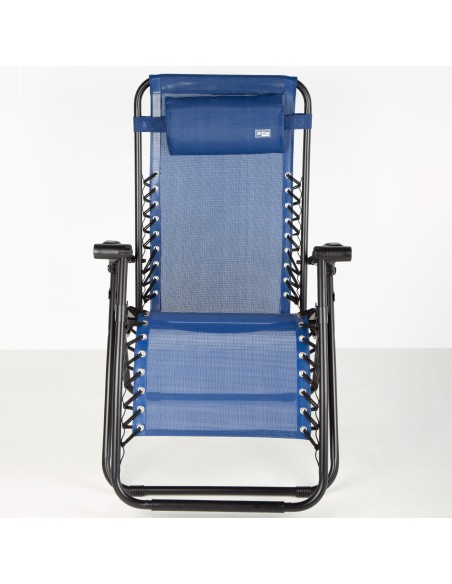 Chaise de jardin pliante zéro gravité bleu 2 positions