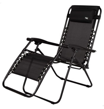Chaise de jardin pliante à gravité zéro noire 2 positions
