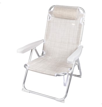 Chaise de plage multipositions 48x60x90 cm beige