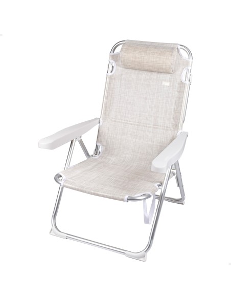 Chaise de plage multipositions 48x60x90 cm beige