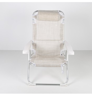Chaise de plage multipositions 48x60x90 cm beige 2