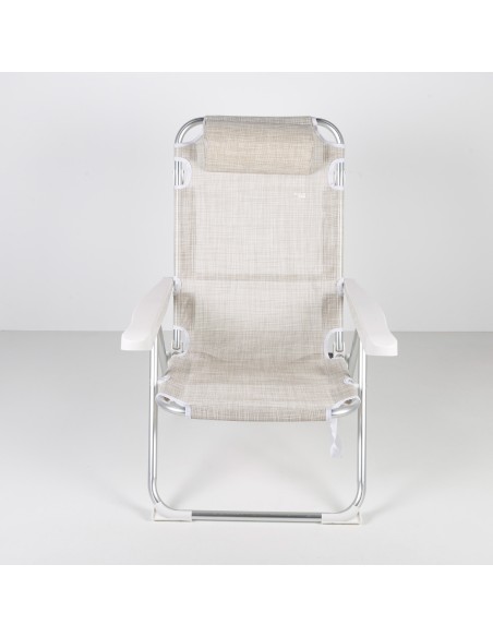 Chaise de plage multipositions 48x60x90 cm beige