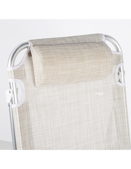 Chaise de plage multipositions 48x60x90 cm beige