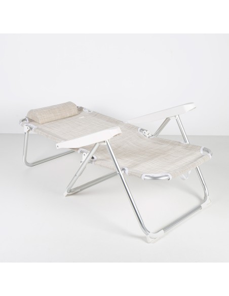 Chaise de plage multipositions 48x60x90 cm beige