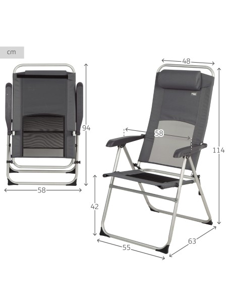 Chaise de jardin pliante avec 6 positions d'inclinaison