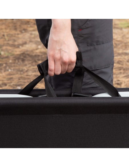 Lit de camping pliant noir avec capuchons anti-bascule