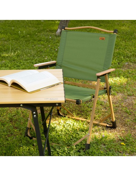 Chaise haute pliante glamping vert acier