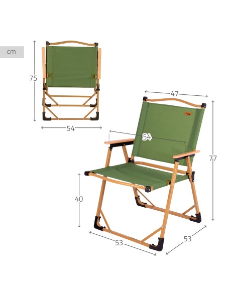 Chaise haute pliante glamping vert acier