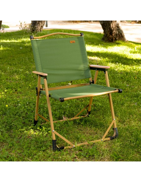 Chaise haute pliante glamping vert acier
