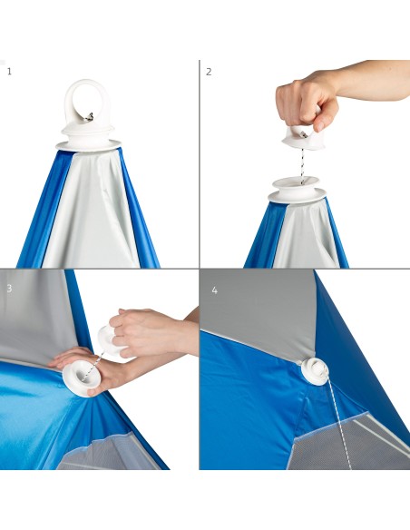 Tente de plage Pop Up et pare-brise 2 personnes UV50 avec plancher