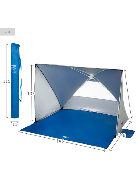 Tente de plage Pop Up et pare-brise 2 personnes UV50 avec plancher