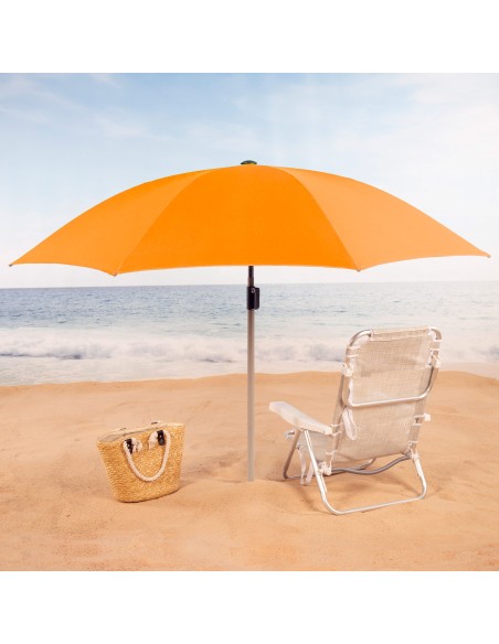 Parasol de plage 8 tiges 220 cm orange avec cintre