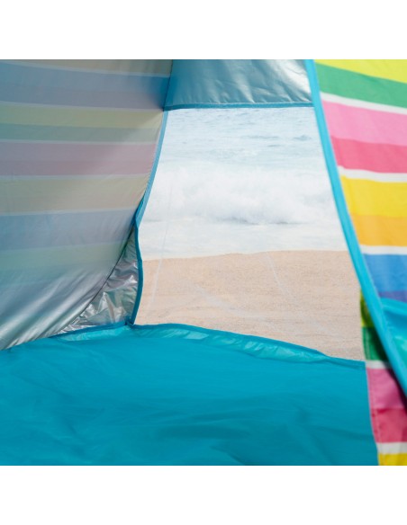 Tente de plage Pop Up multicolore pour 2 personnes UV50 avec plancher