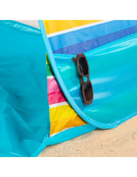 Tente de plage Pop Up multicolore pour 2 personnes UV50 avec plancher