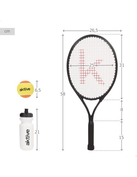 Kit de raquette de tennis avec balles, bouteille et sac de raquette (210 gr)
