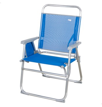 Chaise de plage haute fixe 48x50x88 cm bleu avec pochette