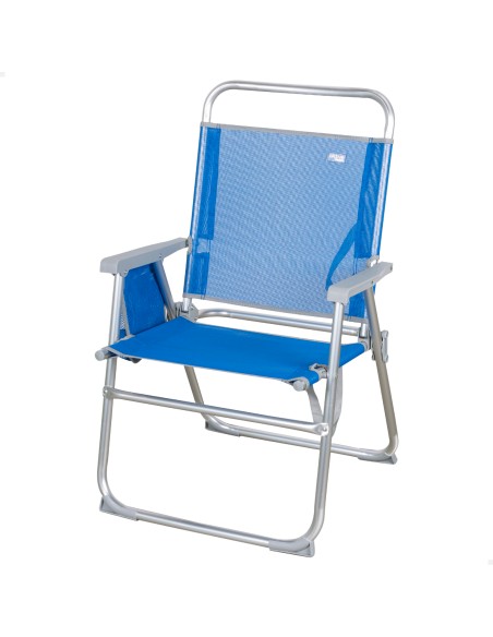 Chaise de plage haute fixe 48x50x88 cm bleu avec pochette