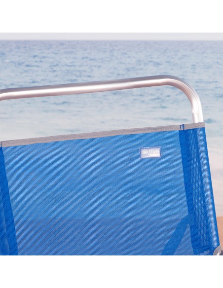 Chaise de plage haute fixe 48x50x88 cm bleu avec pochette