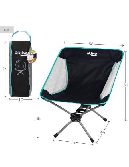 Chaise de camping pliante ultra-compacte avec sac de transport
