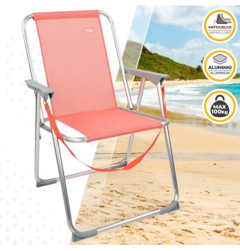 Chaise de plage haute fixe 45x45x75 cm corail 2