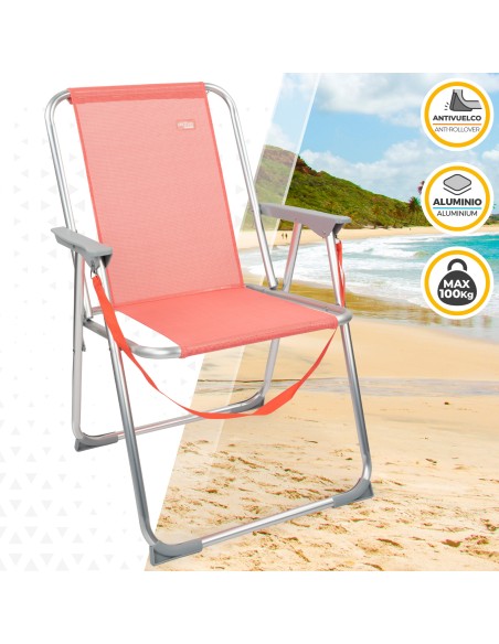 Chaise de plage haute fixe 45x45x75 cm corail