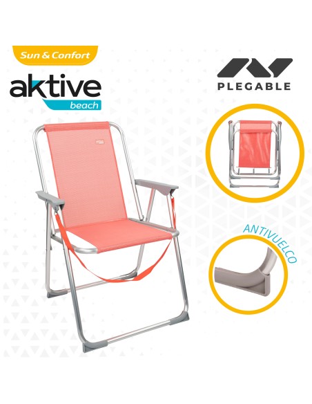 Chaise de plage haute fixe 45x45x75 cm corail