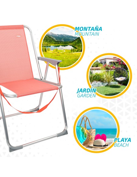 Chaise de plage haute fixe 45x45x75 cm corail
