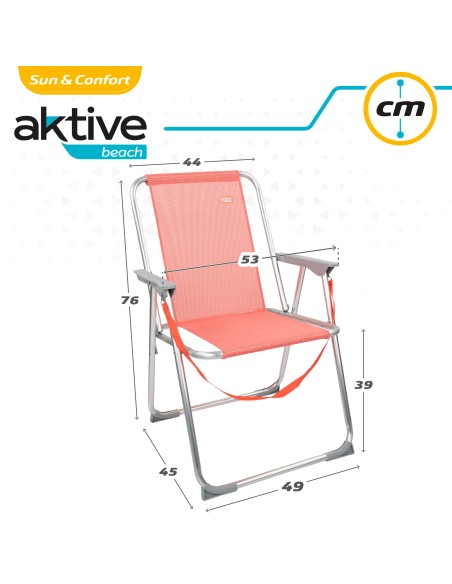 Chaise de plage haute fixe 45x45x75 cm corail