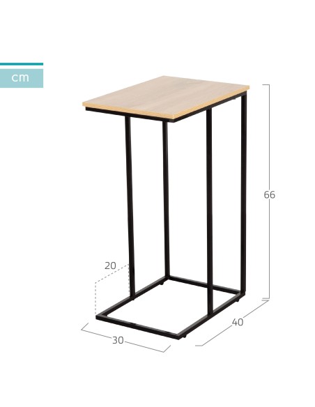 Max Home : table d'appoint pour canapé en bois et acier, 40 x 30 x 66 cm