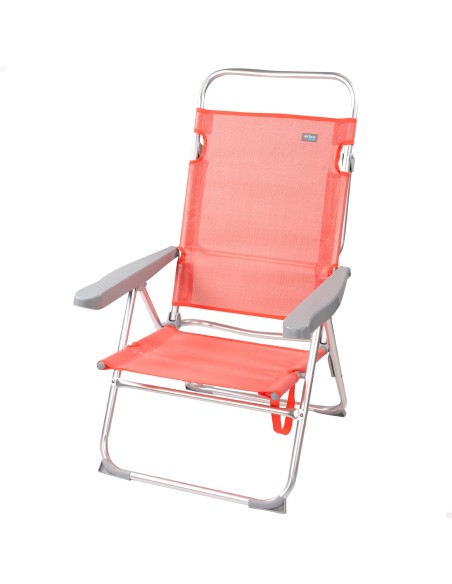 Chaise de plage multipositions 48x57x100 cm corail