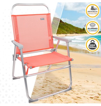 Chaise de plage haute fixe 48x50x88 cm corail 2
