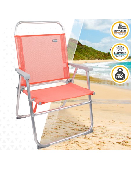 Chaise de plage haute fixe 48x50x88 cm corail