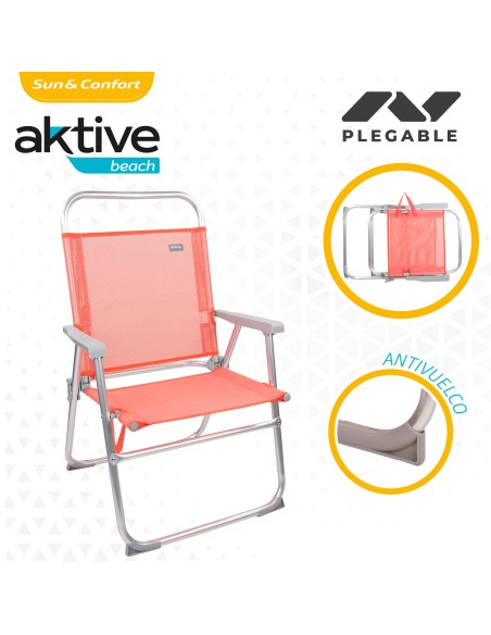 Chaise de plage haute fixe 48x50x88 cm corail