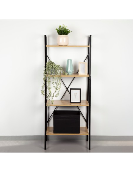 Max Home Étagère en bois et acier en forme d'échelle, 4 tablettes, 60 x 32 x 148 cm