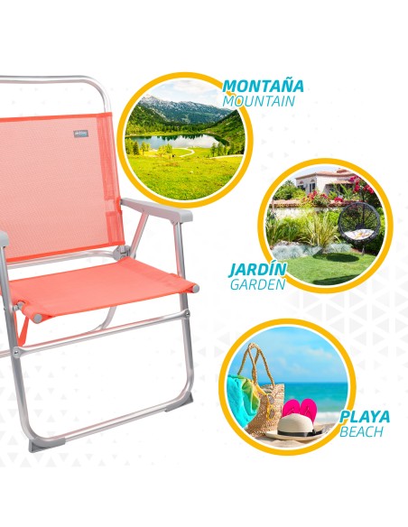 Chaise de plage haute fixe 48x50x88 cm corail