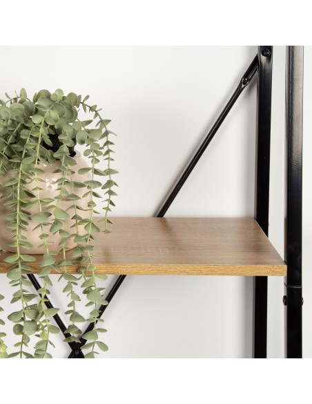 Max Home Étagère en bois et acier en forme d'échelle, 4 tablettes, 60 x 32 x 148 cm