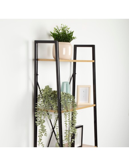 Max Home Étagère en bois et acier en forme d'échelle, 4 tablettes, 60 x 32 x 148 cm