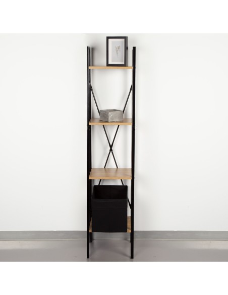 Max Home Étagère en bois et acier en forme d'escalier, 4 tablettes, 34 x 32 x 148 cm