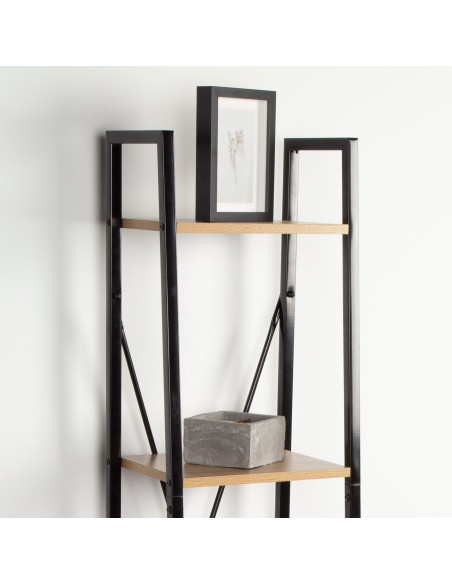 Max Home Étagère en bois et acier en forme d'escalier, 4 tablettes, 34 x 32 x 148 cm