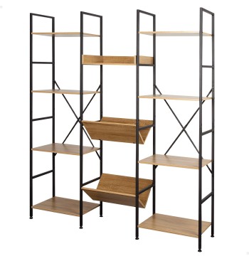 Max Home Étagère en bois et acier, 11 tablettes, 125 x 27...