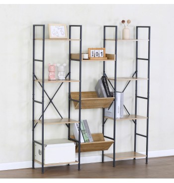 Max Home Étagère en bois et acier, 11 tablettes, 125 x 27... 2