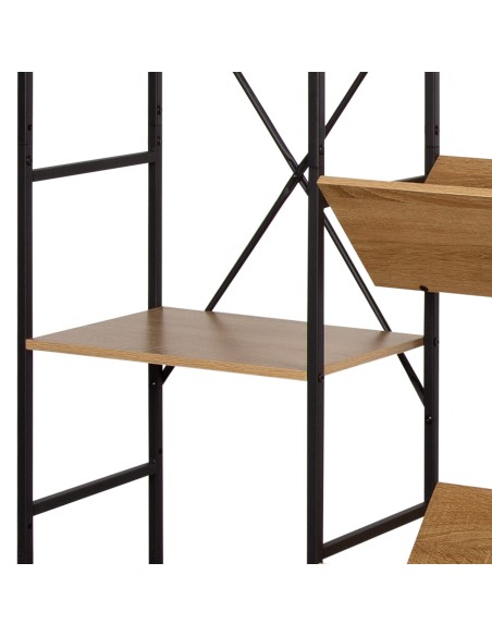 Max Home Étagère en bois et acier, 11 tablettes, 125 x 27 x 150 cm