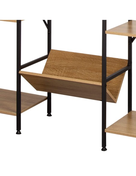 Max Home Étagère en bois et acier, 11 tablettes, 125 x 27 x 150 cm
