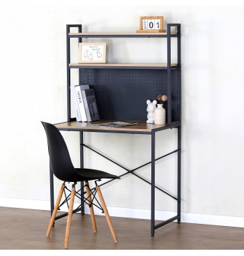 Max Home : bureau avec étagère et plateau perforé en bois... 2