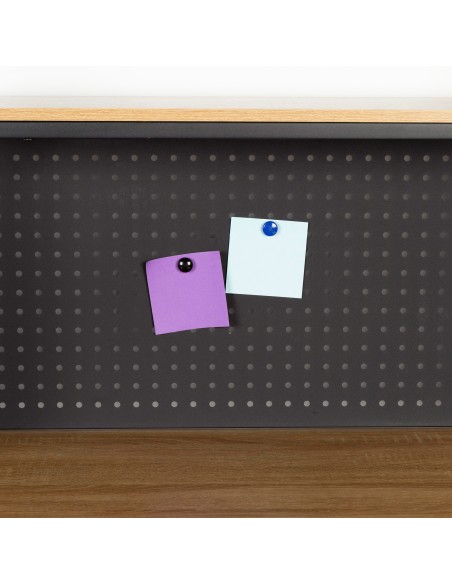 Max Home : bureau avec étagère et plateau perforé en bois et acier, 85 x 50 x 148 cm