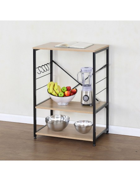 Max Home Meuble d'appoint de cuisine en bois et en acier 60 x 40 x 82 cm