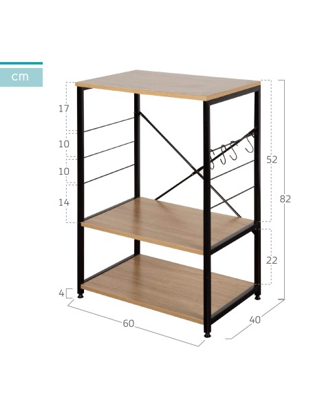 Max Home Meuble d'appoint de cuisine en bois et en acier 60 x 40 x 82 cm