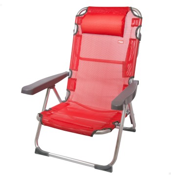 Chaise de plage basse multipositions 48x60x90 cm rouge...