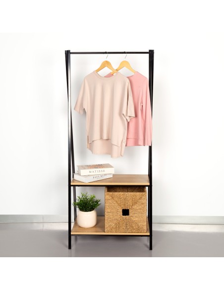 Max Home Burro Meuble en bois et acier à 2 étagères, 64x40x150 cm